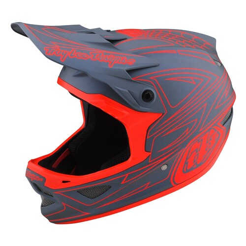Troy Lee Designs 22S D3 AS Fiberlite Helmet - Spiderstripe Grey/Red