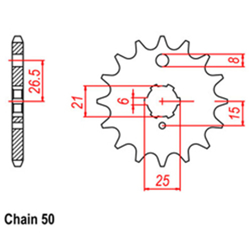 Front Sprocket - Steel 15T 530P 31-002-15