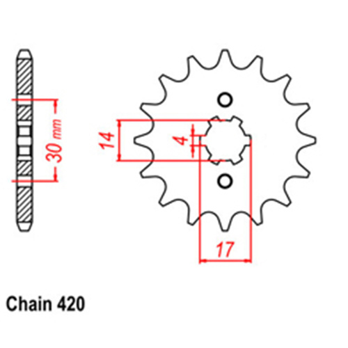 Front Sprocket - Steel 14T 420P 31-044-14