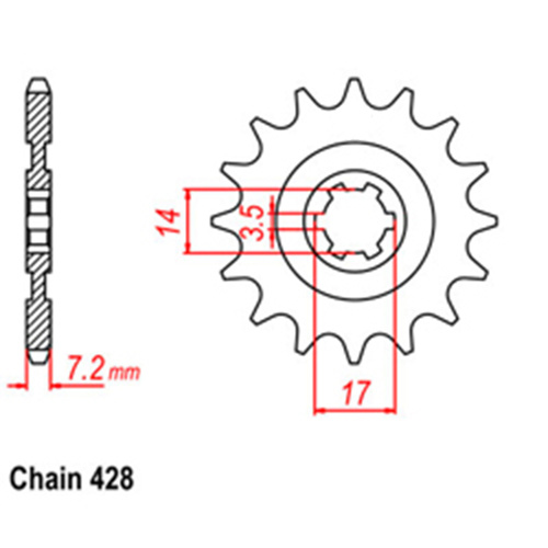 Front Sprocket - Steel 14T 428P 31-045-14