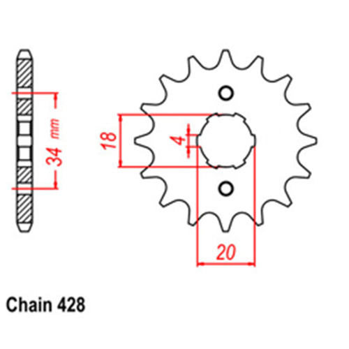 Front Sprocket - Steel 14T 428P 31-437-14