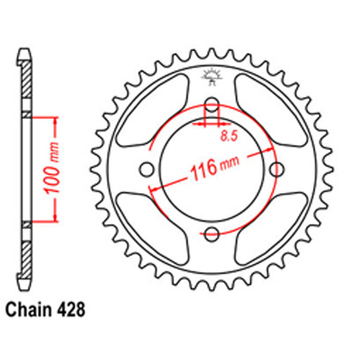  Rear Sprocket - Steel 51T 428P