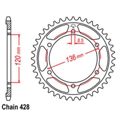  Rear Sprocket - Steel 57T 428P