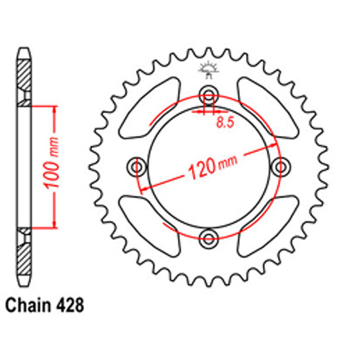  Rear Sprocket - Steel 48T 428P