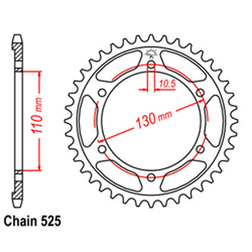  Rear Sprocket - Steel 45T 525P