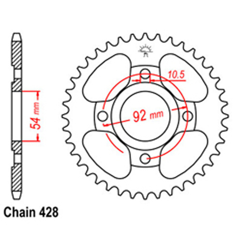  Rear Sprocket - Steel 44T 428P