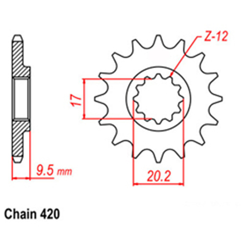 Front Sprocket - Steel 14T 420P 41-K03-14