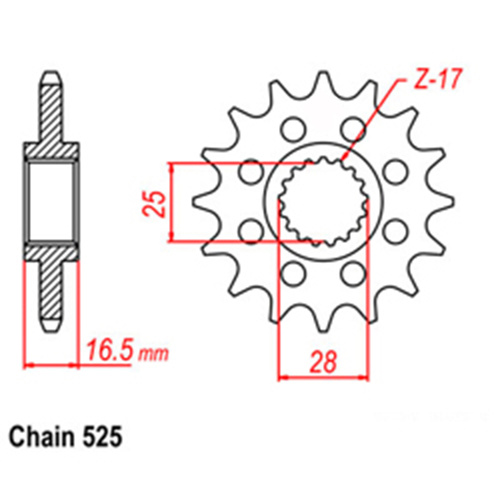 Front Sprocket - Steel 17T 525P 41-K05-17