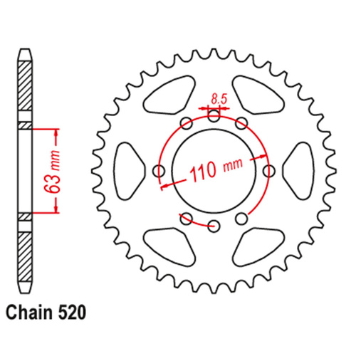  Rear Sprocket - Steel 42T 520P