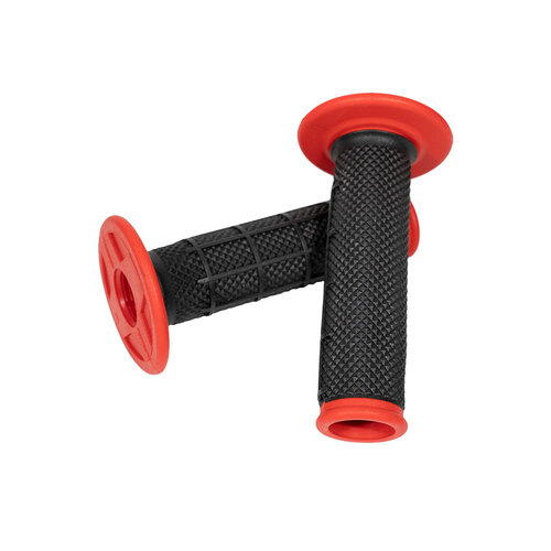 ONeal Half Waffle Dual Comp Open End Hand Guard Ready MX Pro Grips - Black/Red