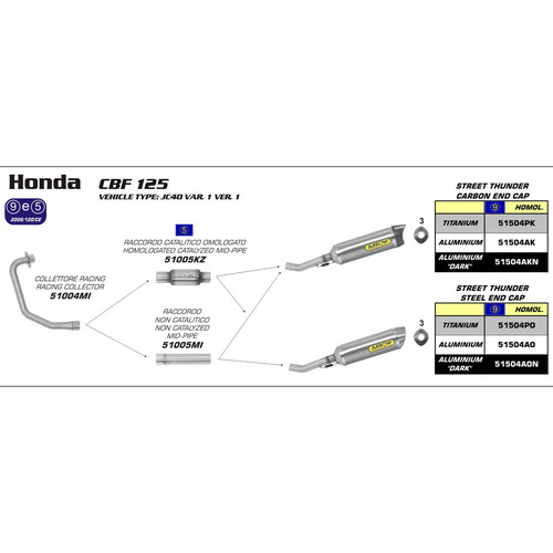 Arrow Exhaust Honda CBR 125 R 11-13 Stainless Mid-Pipe