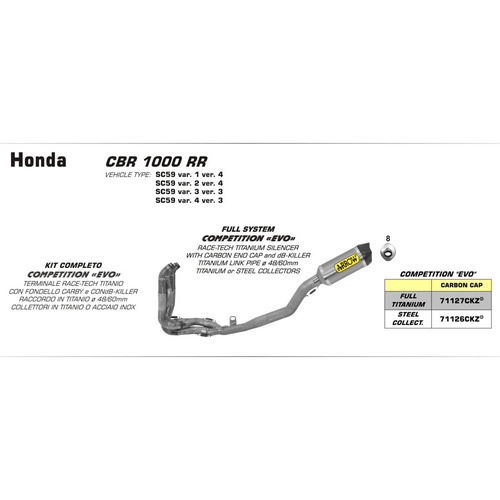 Arrow Full Race System - Competition Stainless With Race-Tech Ti Silencer