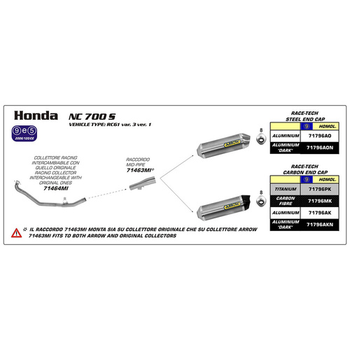 Arrow Silencer - Race-Tech Titanium With Carbon End Cap