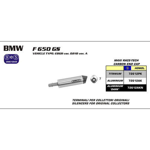 Arrow Silencer - MaxI Race-Tech Aluminium With Carbon End Cap