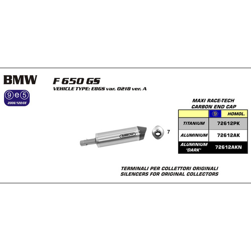 Arrow Silencer - MaxI Race-Tech Aluminium Dark With Carbon End Cap