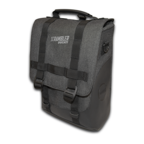 Ducati Scrambler Side Canvas Pannier Bag - Black/Grey