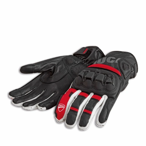 Ducati Fabric Leather Sport C4 Gloves - Red/White/Black