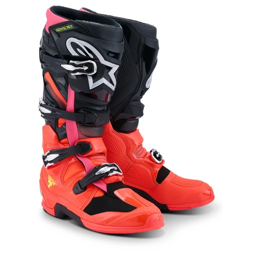 Alpinestars 2026 Tech 7 MX Boots - Black/Fluro Red/Fluro Pink