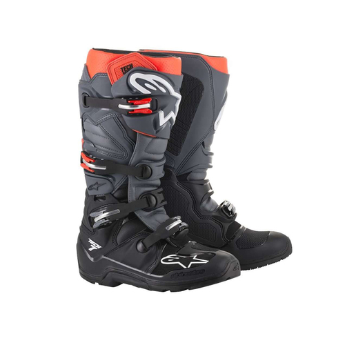 Alpinestars Tech 7 Enduro Off Road Boots - Black/Dark Grey/Fluro Red