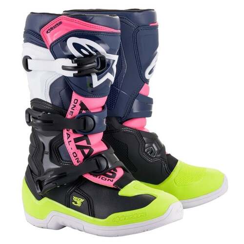 Alpinestars Tech 3S V2 Youth Boots - Black/Dark Blue/Pink