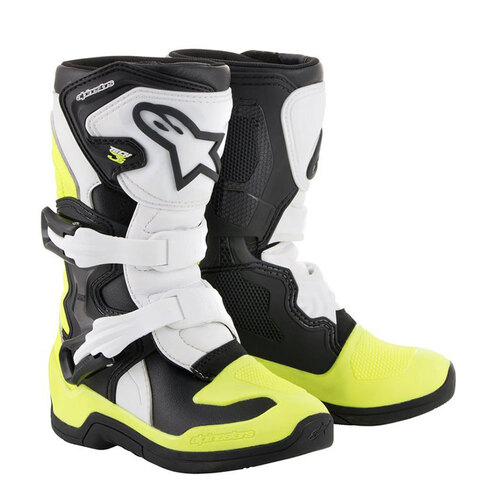 Alpinestars Tech 3S Kids Boots - Black/White/Fluro Yellow