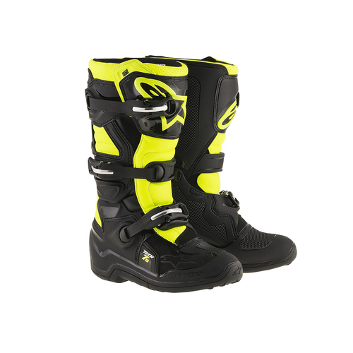 Alpinestars Youth Tech 7S Motocross Boots - Black/Fluro Yellow