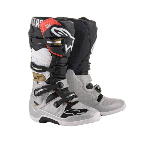 Alpinestars Youth Tech 7S Motocross Boots - Black/Silver/White/Gold