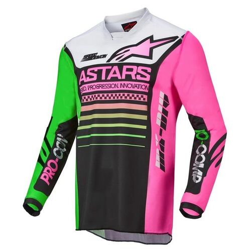 Alpinestars 2022 Youth Racer Compass Jersey -  Black/Green/Pink