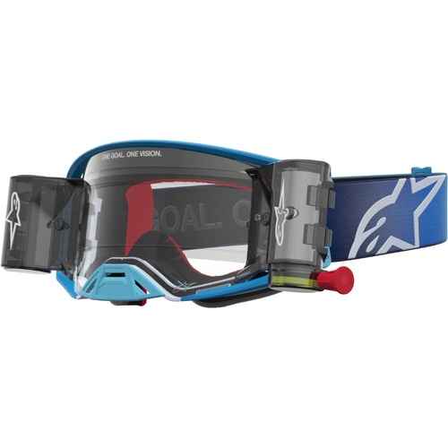 Alpinestars Supertech Firma Blue / Silver Clear Roll-Off Goggles