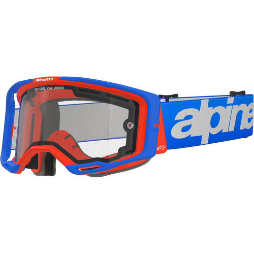 Alpinestars Vision 8 Wordmark Blue / Orange Clear Dual Pane Goggles