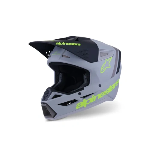 Alpinestars 2026 SM3 Radium MX Helmet - Grey/Black/Fluro Yellow/Matte