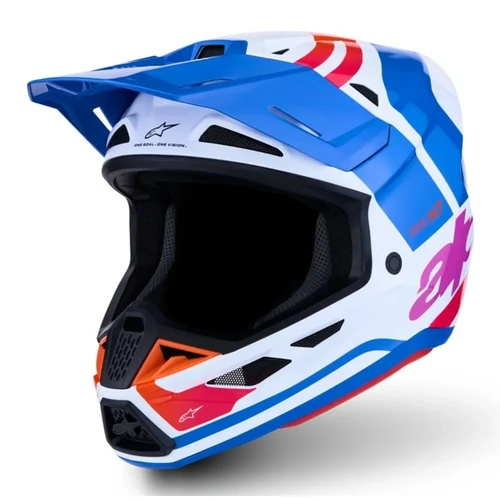 Alpinestars 2027 SM7 Core Helmet ECE06 - White Blue Orange Pink Glossy