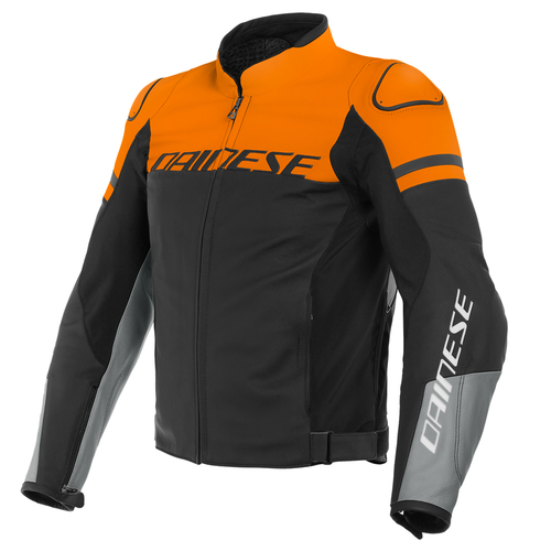 Agile Leather Jacket Matte Black/Orange/Charcoal Grey - 52