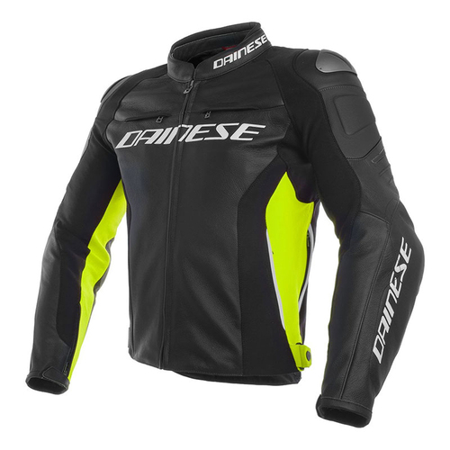 Dainese Racing 3 Leather Jacket N49 Black Fluo-Yellow