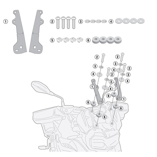 GIVI SPECIFIC WINDSCREEN FITTING KIT - BMW F800GS 24 / F750GS 18-23 (NEEDS SCREEN D5127ST/D5127S/AF5127B)