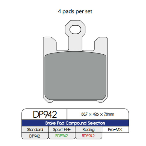 DP 942 SINTERED BRAKE PADS (4PCS)