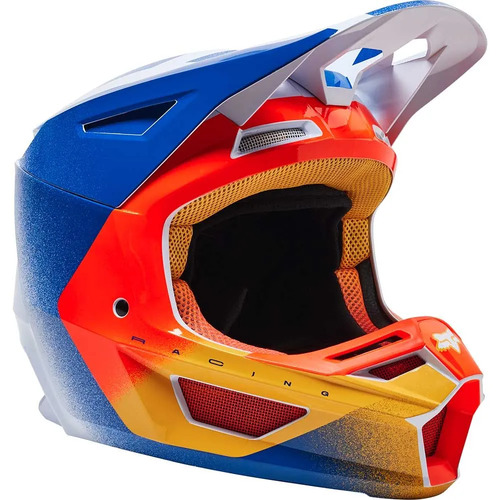 Fox 2022 V2 Rkane Helmet - Orange/Blue/White