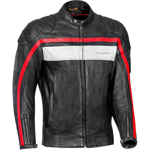 Ixon Pioneer Leather Jacket - Black/White/Red