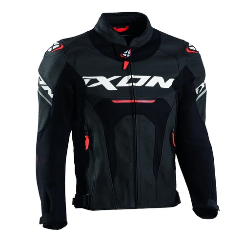 Ixon Jackal Leather Jacket - Black/White/Red