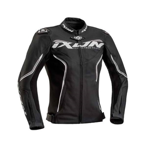 IXON TRINITY LADY LEATHER JKT BLK/WHT/GRY (LG) #