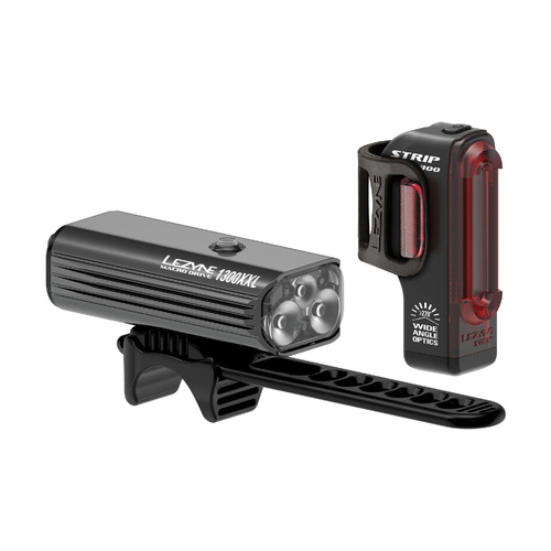 Lezyne Macro Drive 1300XXL/Strip Pro USB 1300 Lumen/300 Lumen Bike Light Set