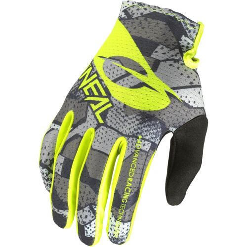 ONeal 2022 Matrix Camo V.22 Gloves - Grey/Neon Yellow
