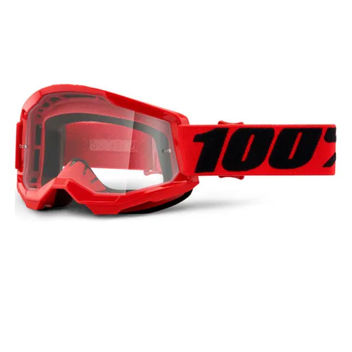 100% Strata 2 Clear Lens Goggle - Red