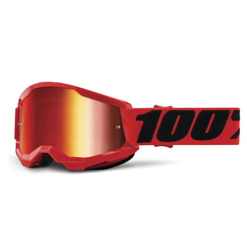 100% Strata 2 Youth Goggles Red - Mirror Red Lens