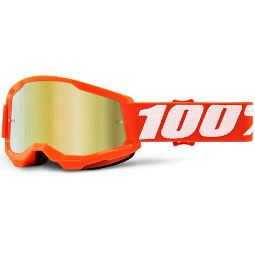 100% Strata 2 Youth Goggles Orange - Mirror Gold Lens