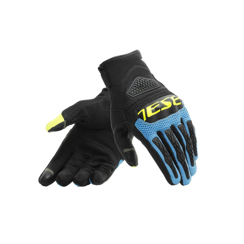 Bora Motorcycle Gloves Black/Fire Blue/Fluro Yellow